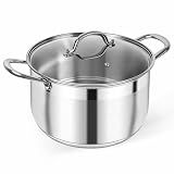 Kirecoo 8 Quart Stainless Steel Induction Stock Pot with Visible Lid