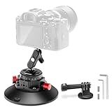 NEEWER 6"/15.2cm Camera Suction Cup Mount with Ball Head Magic Arm, Metal Suction Cup Mount on Car Windshield Dash for Camera/Action Camera/Phone Holder, with 1/4" & 3/8" Mounting Holes for ARRI