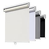 AOSKY Cordless Roller Shades Blackout Blinds for Windows Room Darkening Rolled Up Shades with Spring System, UV Protection Window Shades Door Blinds for Home and Office (34" W x 72" H, Ivory)