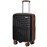 Romswi 22x14x9 Airline Approved 21in Carry On Luggage,Expandable Hardshell Suitcase with Double Spinner Wheels for 20% More Space, Lightweight Hardside CarryOn withYKK Zipper,Scratch-Resistant Black
