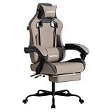 WOTSTA Gaming Chair with Massage,Ergonomic PC Gaming Chair with Footrest Comfortable Headrest and Lumbar Support, High Back, 300LBS (Grey)
