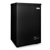 Igloo 5.0 Cu Ft. Upright Deep Freezer Chest- Deep Freezer with Quick Freezing System & Adjustable Thermostat- Low Noise Freezer with Removable Basket & LED Lights for Homes, Garages & Basements- Black