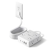 SUPERDANNY Extension Cord,Flat Plug Surge Protector Power Strip,10Ft