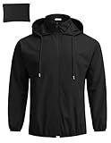 COOFANDY Mens Lightweight Rain Jackets Packable Windbreaker with Hood Waterproof Nylon Raincoat Black X-Large