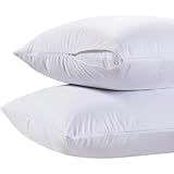 White Classic Luxury Hotel Collection Zippered Style Pillow Cover, 200 Thread Count, Soft Quiet Zippered Pillow Protectors, Standard Size, Set of 2 Pillow Shams