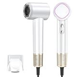 Hair Dryer Ionic, 150,000 RPM Hair Dryers for Women w/Ceramic Technology Nozzle for Fast Drying High Speed Blow Dryer 3-Speed Thermo Control Professional Low Noise Design for Home Travel Salon(White)