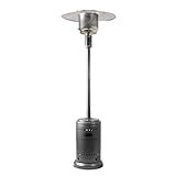 Amazon Basics 46,000 BTU Outdoor Propane Patio Heater with Wheels, Commercial & Residential, Slate Gray, with Water Tank, 32.1 x 32.1 x 91.3 inches (LxWxH)