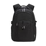 Amazon Basics Travel Laptop Backpack with Multiple Pockets and Compartments for 17 in / 43.1 cm Laptop, Water Resistant, Spacious with Padded Shoulder Straps, Black