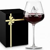 MNZZ Initial Crystal Wine Glasses for Women Mothers Gifts for Mom Day Wife Grandma Friend Sister Her, Monogrammed A-Z Personalized Glass Gift Customized Mother's Graduation Birthday,A