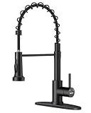 WEWE Black Kitchen Faucet with Pull Down Sprayer, High Arc Bar Sink Faucet