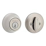 Kwikset 660 Deadbolt Lock, Satin Nickel Round Exterior Keyed Front Entry Door, Single Cylinder Dead Bolt, with Microban Protection