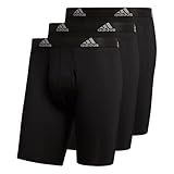 adidas 3-Pack Brief, Boxer Briefs-3-Pack Long Men's Underwear Pack, Black/Light Onix Grey/Performance, Small