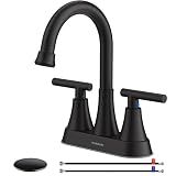 Matte Black Bathroom Faucet, Hurran 4 inch Centerset 2-Handle Lead-Free