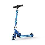 Jetson Jupiter Kick Scooter with LED Lights on Deck and Wheels, Height Adjustable Handlebar and 4 Inch Wheels, Easy Folding Mechanism, Blue