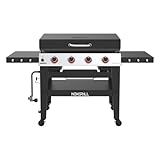Nexgrill Daytona 4-Burner Propane Gas Griddle with Side Tables, 60000 BTU Flat Top Grill, 756 SQ In. Hot-Rolled Steel Cooking Space, Outdoor Cooking Barbeque, Black/Silver - 720-1058A