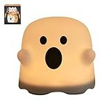 Cute Halloween Ghost Night Light, Smart Timing LED Small Table Lamp USB Rechargeable Touch Control Night Light for Kids Baby Nursery Lamp Gift for Birthday Christmas Home Decor