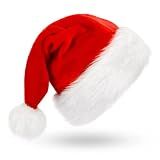BOSONER Santa Hat, Unisex Velvet Comfort Christmas Hat, Extra Thicken Classic Fur for Christmas New Year Festive Holiday Party Supplies