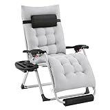 Yaheetech Zero Gravity Chair, Folding Reclining Lounge Recliner with Removable Pad & Headrest & Side Cup Holder Tray for Indoor and Outdoor Gray/1