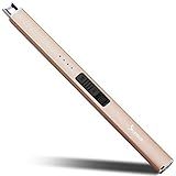 SUPRUS Electric Lighter Arc Windproof Flameless USB Rechargeable Lighter with Safety Lock for Candle BBQ Camping (Champagne Gold)