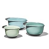 OXO Good Grips 3-Piece Plastic Mixing Bowl Set- Blue, Gray, Jade