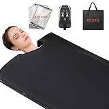 RRGFB Infrared Sauna Blanket for Home, Low EMF Carbon Crystal Heating, Portable Dry Sauna Bag for Relaxation, Detoxification, 5.9ft×2.6ft, PU Sleeveless-Black