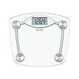 Taylor Digital Bathroom Scale, Body Weight Scale, Instant On and Off, 400 lb Capacity, Sturdy Clear Glass with Chrome-Finish Base