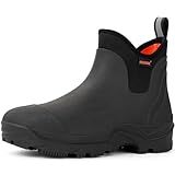 Showave Ankle Rain Boots Men Insulated Rubber Boots For Men Garden Waterproof Boot Mud Lightweight Booties For Farming Fishing Outdoor(Black,Size 9)