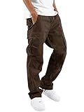 whox Mens Cargo Pants Casual Outdoor Hiking Pants for Men Athletic Joggers Sweatpants Brown
