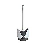 Clorox Toilet Plunger with Hideaway Holder Caddy Heavy-Duty Compact Design with Non-Skid Rubber Base for Bathroom Convenient Storage Toilet Unclogger, 6.5x19.5-Inch, White