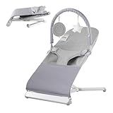VEVOR Baby Bouncer, Folding Bouncer Seat for Babies 0-9 Months, Portable Baby Bouncer Seat with 2 Reclining Angles, Rotatable Toy Bar & Carrying Bag, Ideal for Indoors Outdoors, Light Gray