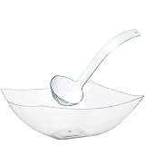 Exquisite Plastic Halloween Punch Bowl Set - 4 Pcs, Looks Like Glass, 2 x 1 Gallon Clear Plastic Punch Bowls With Ladle
