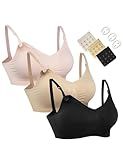 Women's Full Cup Lightly Padded Wirefree Maternity Breastfeeding Nursing Bra,M,3PCS/Pack(Pink-Black-Beige)