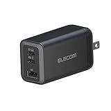ELECOM 65W USB C Wall Charger Block, 3 Multi Port GaN II Plus Fast Charging, Compact Power Adapter for Multiple Devices, iPhone, Laptop, Tablet, iPad, Airpods, Watch, Speakers, Samsung (Black)