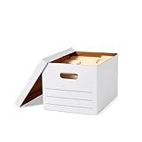 Amazon Basics Storage/Filing Boxes with Lift-Off Lid, Letter/Legal Size, Collapsible, Tape-Free Assembly, White, 16.2" L x 12.5" W x 10.5" H, 20-Pack