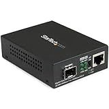 StarTech Multi-Mode (MM) / Single-Mode (SM) Fiber Media Converter for 10/100/1000 Networks, Standalone Gigabit Ethernet to Fiber Converter, Open SFP Slot - TAA