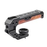 FUGASUN Wooden Camera Top Handle with 3/8"-16 Locating Pins,Wooden Top Handle Grip with Cold Shoes Compatible with ARRI 3/8" Interface for Camera Cage.