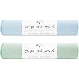 S&T INC. Aura Microfiber Yoga Mat Towel, 2 Pack, 26.5" x 72", Blue & Green