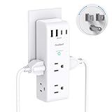 Surge Protector Outlet Extender - with Rotating Plug, 6 AC Multi Plug Outlet with 4 USB Ports (2 USB C), 1800J Wall Charger, 3-Sided Power Strip with Spaced Outlet Splitter for Home, Office, Travel