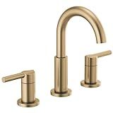 Delta Nicoli Brushed Gold Faucet 3 Hole, 8 Inch Widespread Bathroom Sink Faucet for Vanity, Push-Pop Drain Assembly, Champagne Bronze 35749LF-CZ