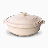 Magnifique 5 Quart Flami Pot with Lid, Natural Clay Pot for Cooking, Non-Toxic PFAS-Free Ceramic Casserole Dish for Oven & Stovetop, Dutch Oven Style for Slow Cooking, Baking & Serving, Oatmeal