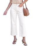 luvamia Wide Leg Jeans for Women Trendy High Waisted Flare Jeans Cropped Denim Pants Stretchy Baggy with Patch Pockets Womens Stretch Jeans Wide Legged Jeans for Women Off White Size 12 Size 14