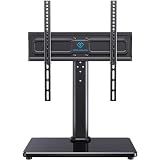 PERLESMITH Universal Swivel TV Stand for 24-60 inch TVs up to 99 lbs, 12 Height Adjustable Table Top TV Stand, TV Base Stand with Tempered Glass Base, Max VESA 400x400mm, PSTVS33