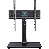 PERLESMITH Universal Swivel TV Stand for 24-60 inch TVs up to 99 lbs, 12 Height Adjustable Table Top TV Stand, TV Base Stand with Tempered Glass Base, Max VESA 400x400mm, PSTVS33