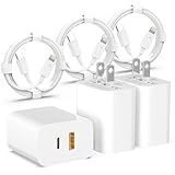 iPhone Fast Charger [MFi Certified], 3 Pack 20W Dual Port QC + PD 3.0 Power USB C Wall Charger Adapter with 6FT Lightning Cable Compatible with iPhone 14/13/12/Pro/Pro Max/XS/X/SE and More