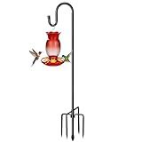 COCONUT 62" Heavy Duty Shepherds Hooks for Outdoor, Bird Feeder Pole with 5 Prong Base, Adjustable Height Shepherds Hook for Hummingbird Feeder, Bird Feeder, Plant, Wind Chimes, Lanterns (1 Pack)