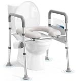 Soundfuse Toilet Seat Riser for Seniors, Raised Toilet Seat with Handles, Adjustable Height & Width, 400lb Handicap Elevated Toilet Seat, Fit Any Toilet