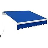 Outsunny 8' x 7' Patio Retractable Awning, Manual Exterior Sun Shade Deck Window Cover, Blue