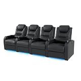 comfiroom Home Theater Seating, Top-Grain Leather Power Recliner Chair