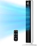 LEVOIT Tower Fan for Bedroom, Standing Fan with 28dB Quiet for Sleep, Remoter, 12H Timer, 25ft/s Velocity, 5 Speeds, 4 Modes, 90° Oscillation for Home, Office, Indoor, Bladeless 36 inch, White