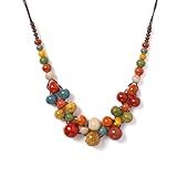 KURTCB Boho Hippie Ceramic Beaded Necklace for Women Statement Chunky Bohemian Fall Colorful Beads Strand Summer Necklace